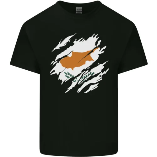 Torn Cyprus Flag Cypriot Day Football Mens Cotton T-Shirt Tee Top