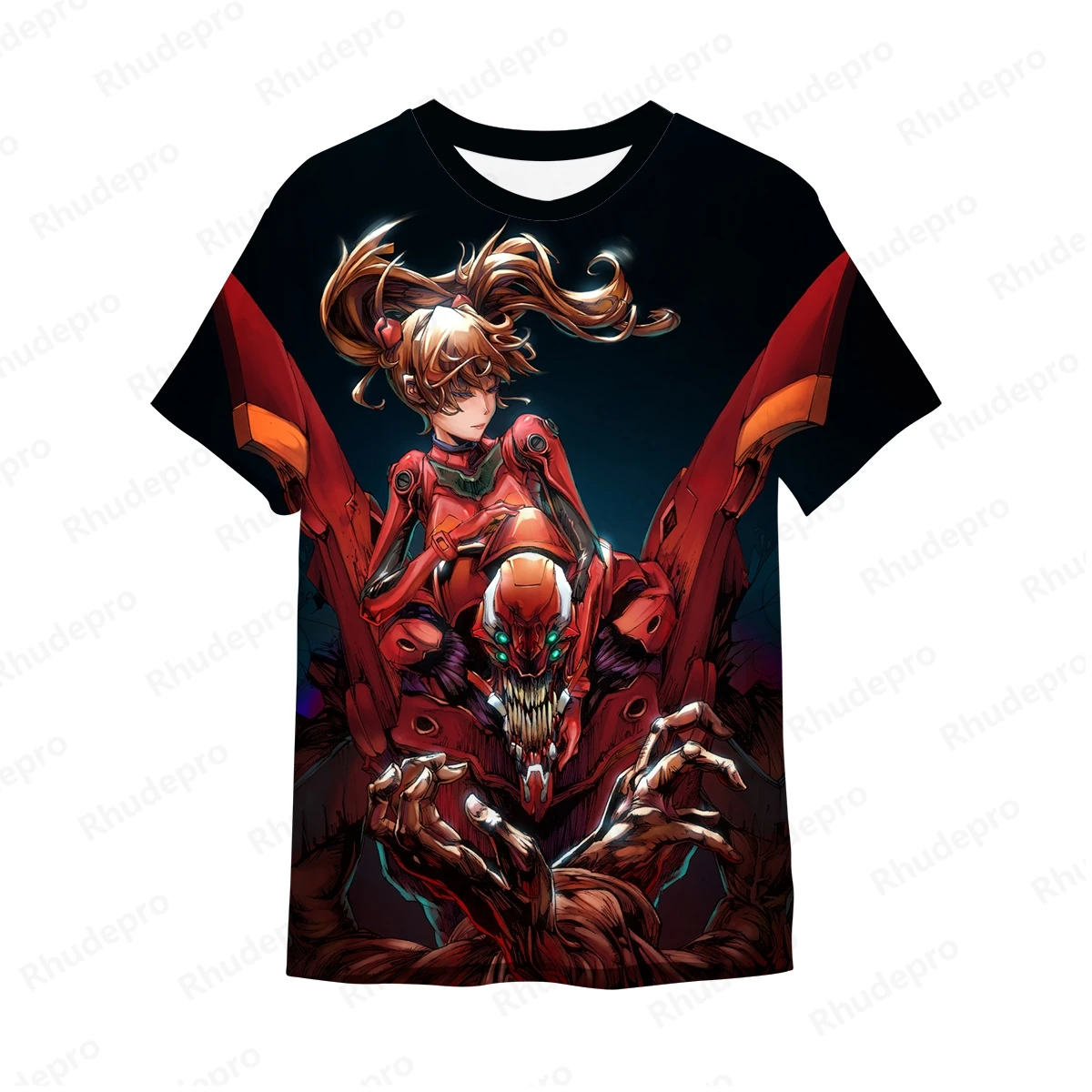 Neon Genesis Evangelion T-Shirt masculina, Roupas Hip Hop, Tendência extragrande, Y2K Moda Tshirt, Tendência Hip Hop, Streetwear, 2024