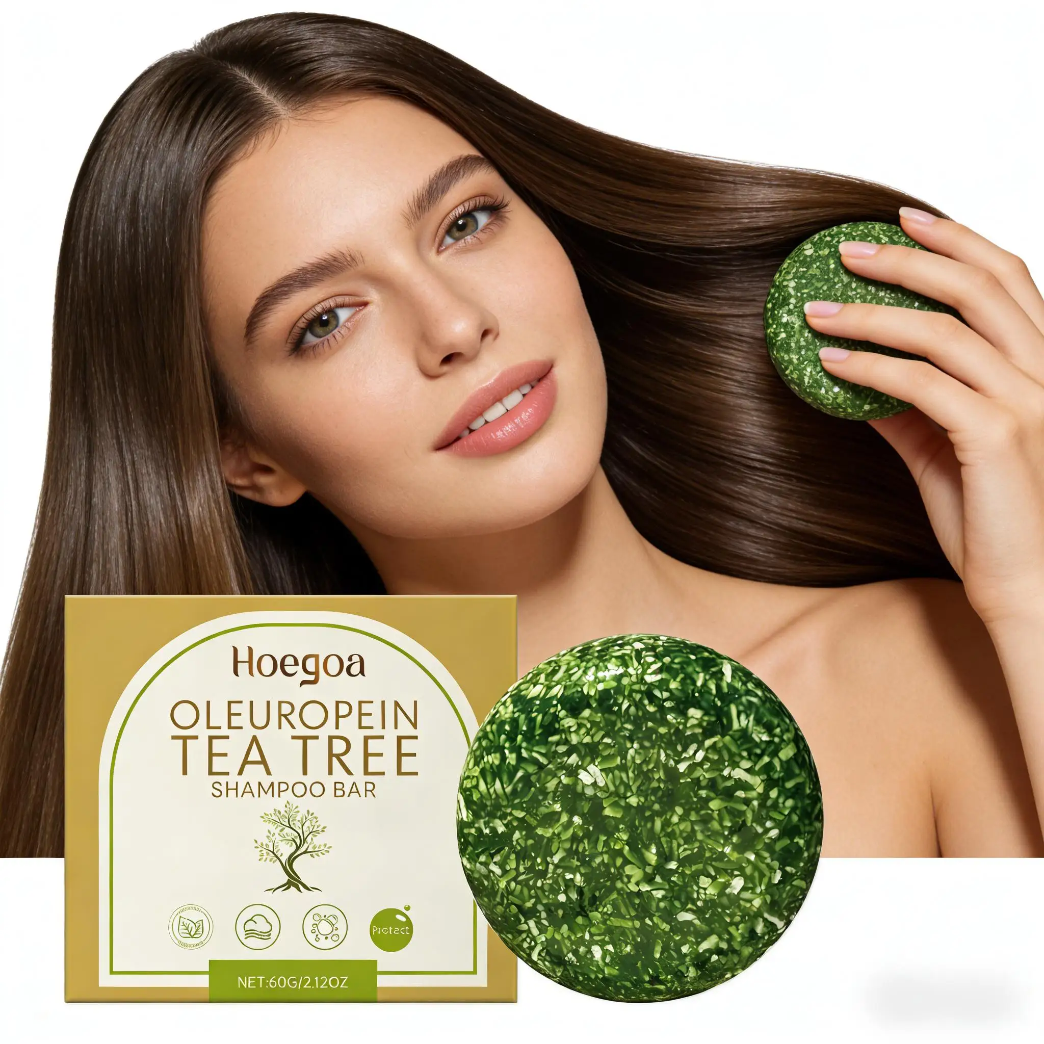 Tea Tree Oil Shampoo for Dranduff Removal Deep Cleansing the Scalp Control Oil Nourishing Repair Damaged Hair Essential Oil 60g