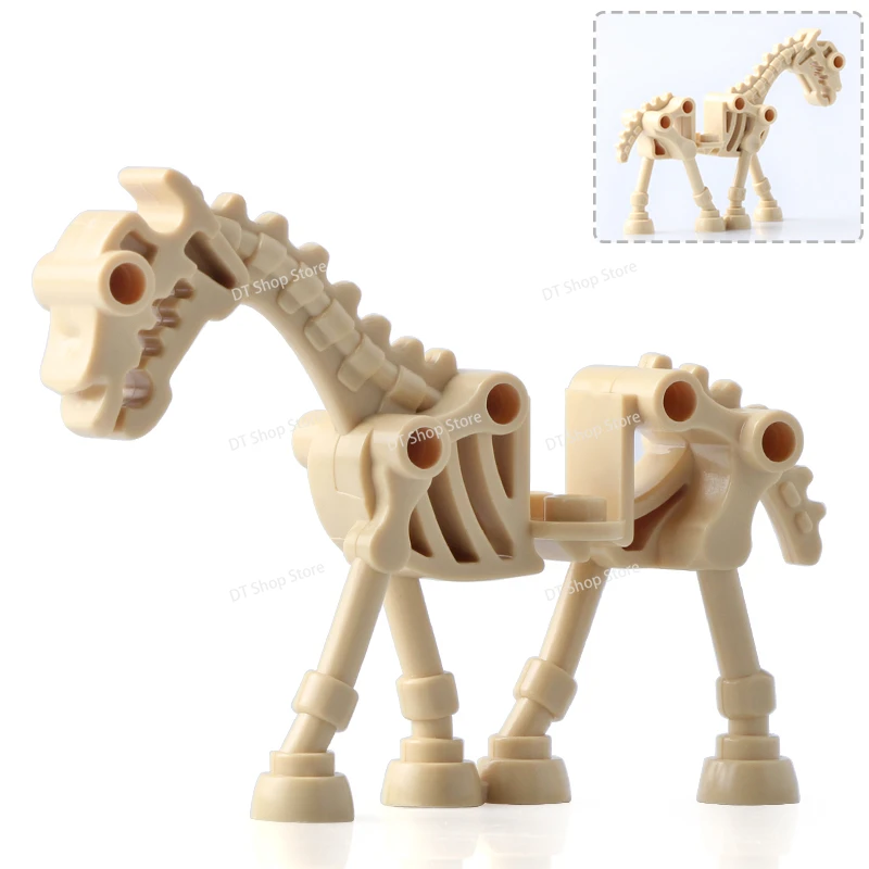 Cavaliere medievale cavallo da guerra scheletro cavallo animale Building Blocks illumina mattoni giocattoli educativi bambini per regali