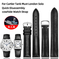 16mm 17mm 19mm 20mm 22mm 23mm For Cartier Tank Must London Solo cowhide Watch Strap Quick Disassembly Folding Pin Buckle