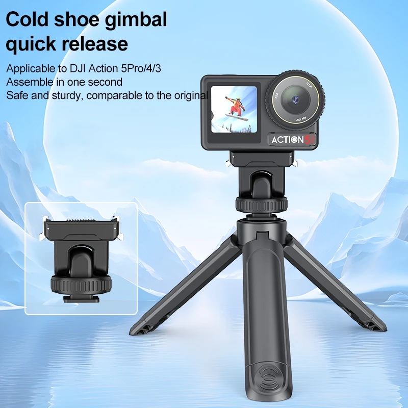 PULUZ untuk DJI Osmo Action 5 Pro / 4 / 3 Cold Shoe untuk DJI Aksesori Gimbal adaptor Base pelepas cepat