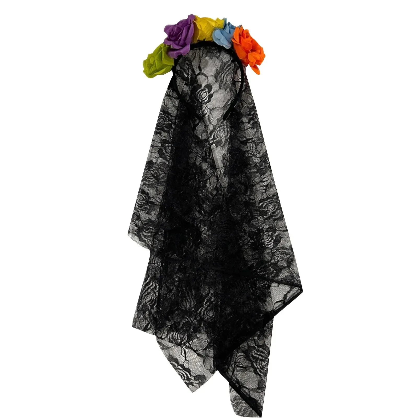 Bandeau à fleurs de Rose pour mariée d'halloween, accessoires de Cosplay en maille, couvre-chef de Simulation de mariage pour femmes et filles