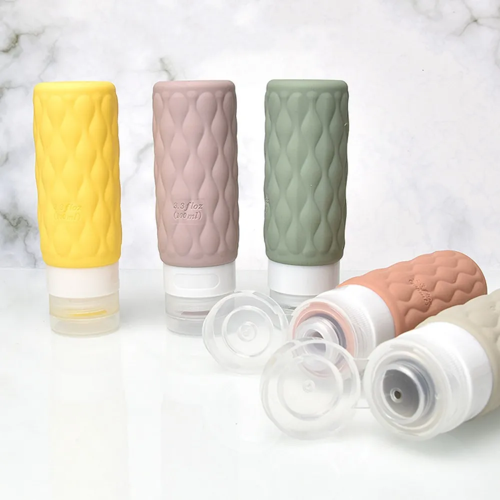 100ml Soft Silicone Dispenser Bottle Portable Travel Refillable Empty Bottle Mini Lotion Cosmetic Containers Beaty Tool