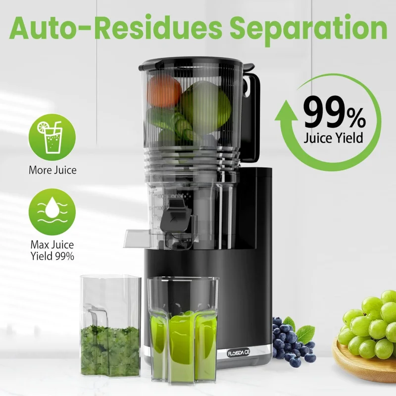 

(UUX)Cold Press , 6.5" Extra Large Feed Chute 350W Slow Masticating Juicer Machines with High Juice Yi UQ