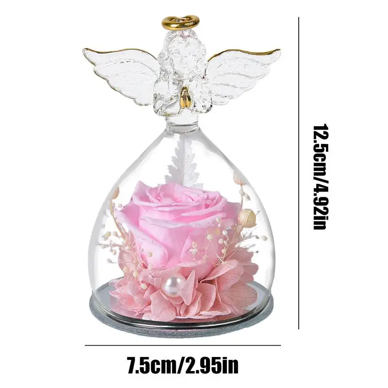 Regali per le donne Rosa conservata nell'angelo Copertura in vetro Matrimonio Fiori eterni Natale San Valentino Regali d'amore per sempre
