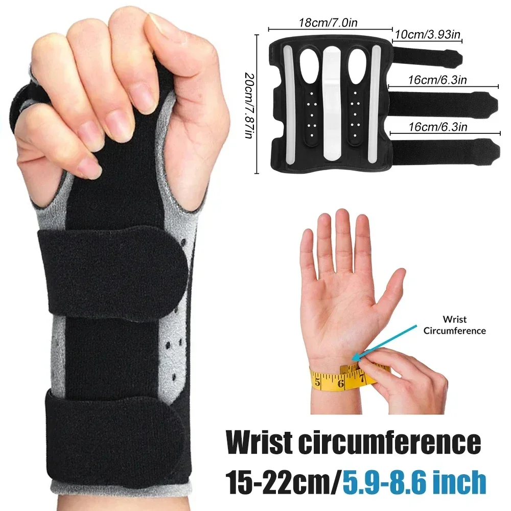 Wrist Support Brace Sleeping with Metal Splints, Adjustable Hand Support for Tendonitis, Arthritis, Injuries, Wrist Pain