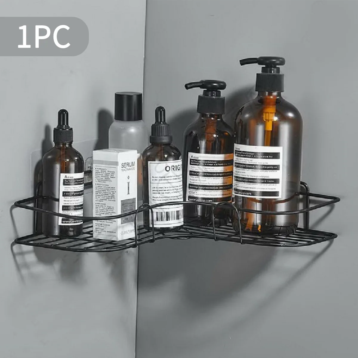 **מדף אמבטיה משולש ללא קידוח**