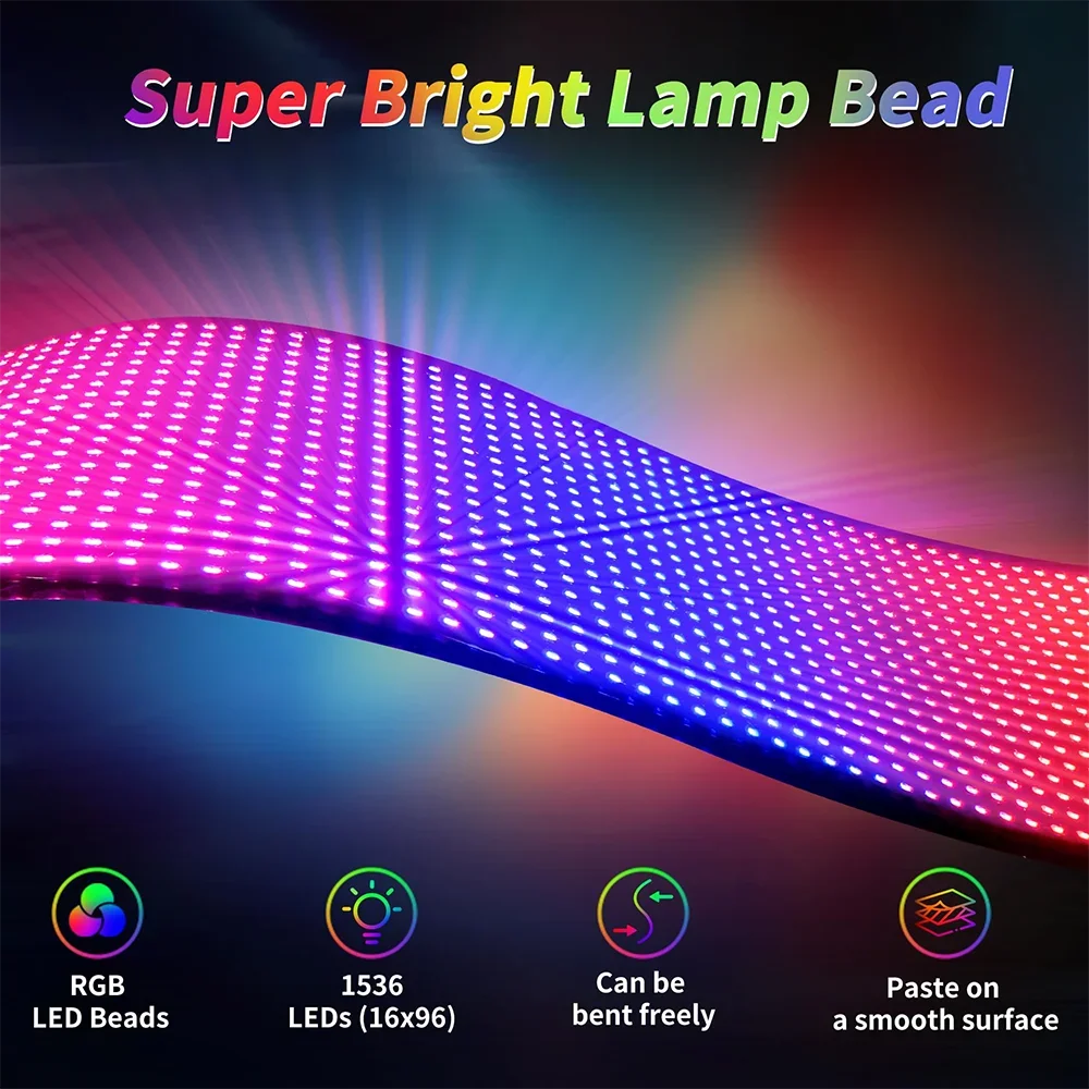 

Car Display LED Matrix Pixel Panel USB 5V RGB Pattern Graffiti Scrolling Text Animation Display Car Shop Bluetooth APP DIY