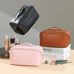 Borsa per il trucco con cuscino in pelle PU Borsa per il trucco da donna portatile stile Ins Borsa per articoli da toeletta da viaggio Borsa per cosmetici