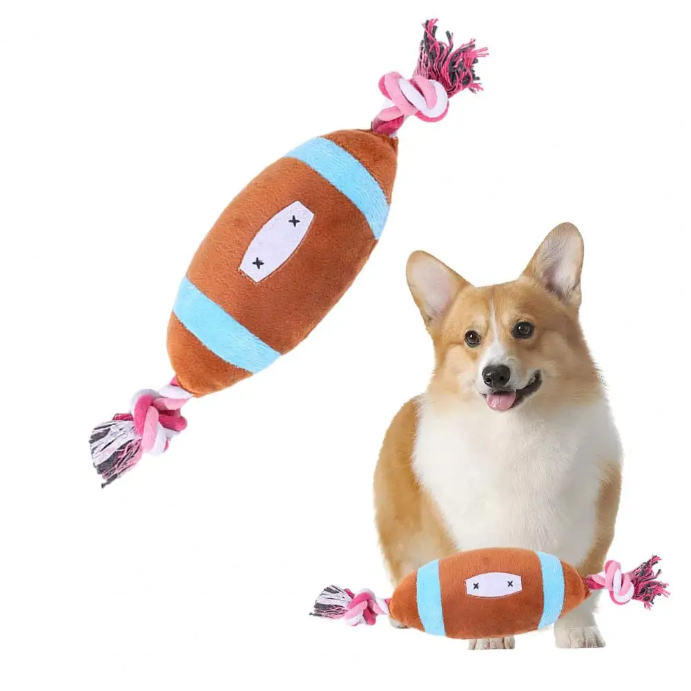 Dog Toy with Sound Puppy Chew Toy Bite-resistant Rugby-shaped Pet Squeaky Toy Plush Squeaky Toys for Small Medium Dogs for Puppy