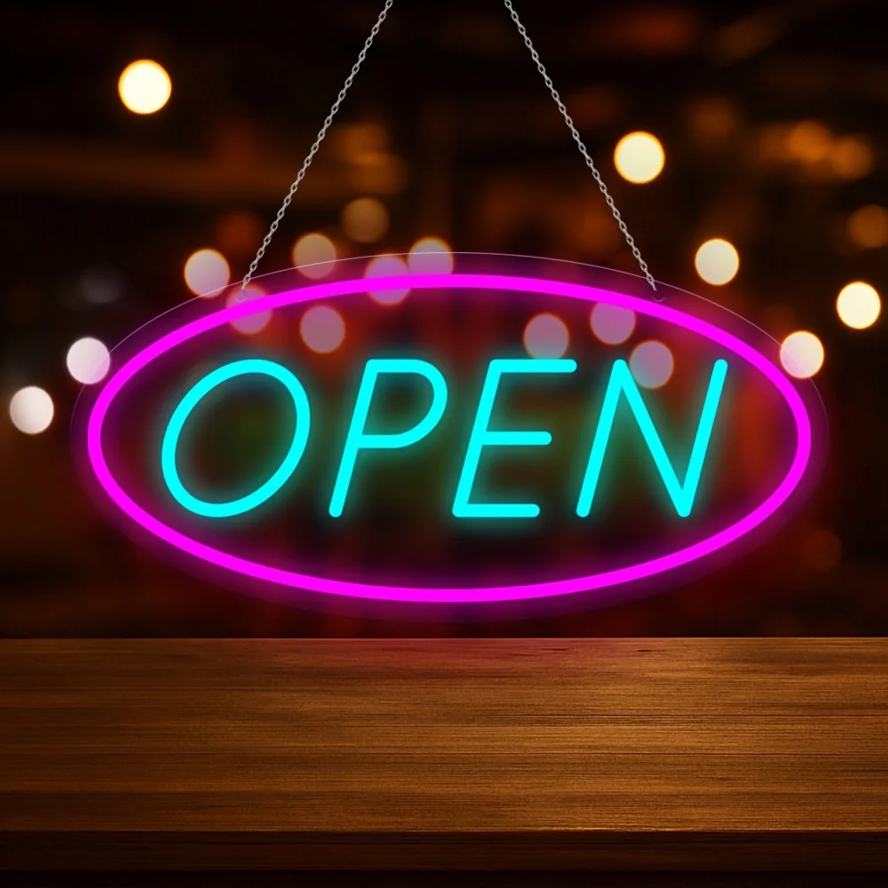 

Светодиодная неоновая вывеска OPEN, яркая вывеска для бизнеса, подвесная коммерческая световая вывеска для витрин, питание от USB, простая установка