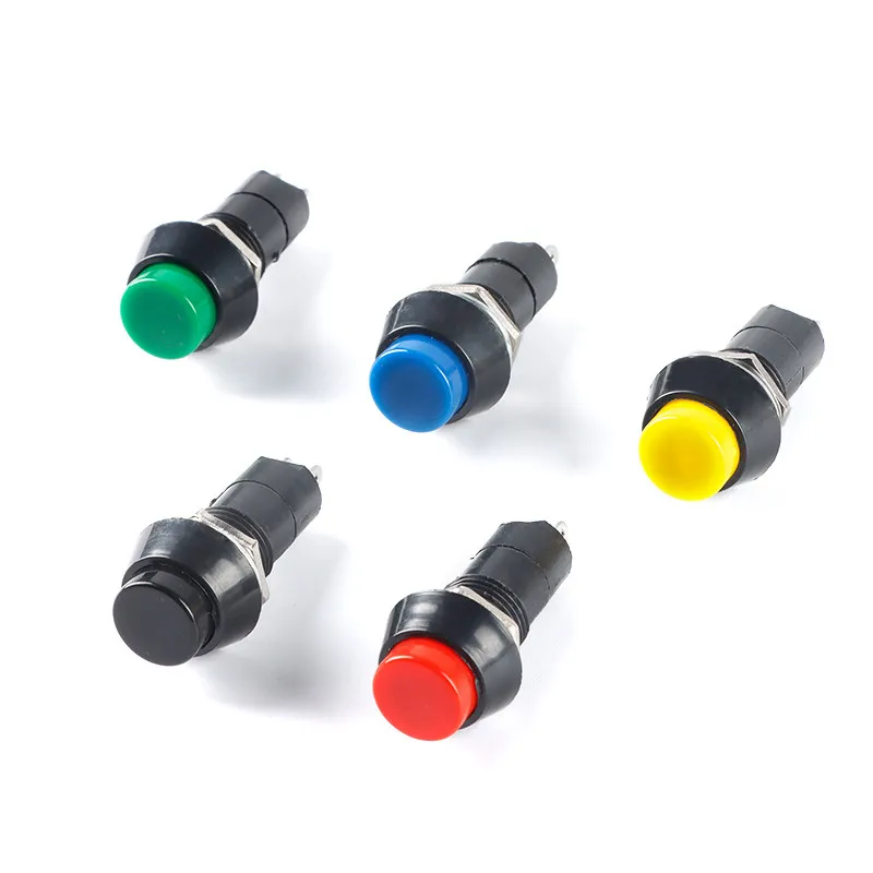PBS-11A/B Round Push Button Switch 2-Pin 12mm Mounting Hole Self-Reset/Locking Key Electrical Control Accessory Replacement