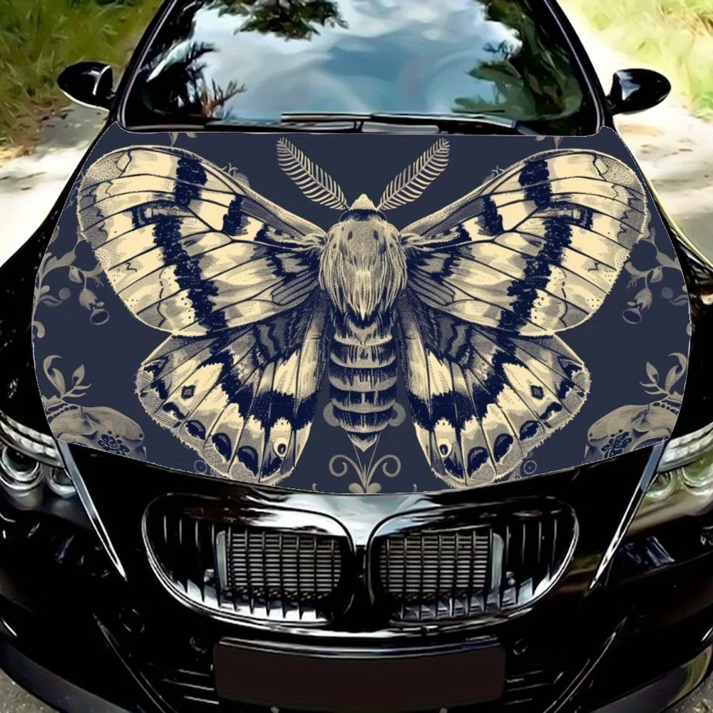 

Vintage Dark Moth Skull Car Hood Decal,Self-Adhesive PVC Hood Car Decor Scratch Resistant Sticker Protect,Auto Accessories Gift