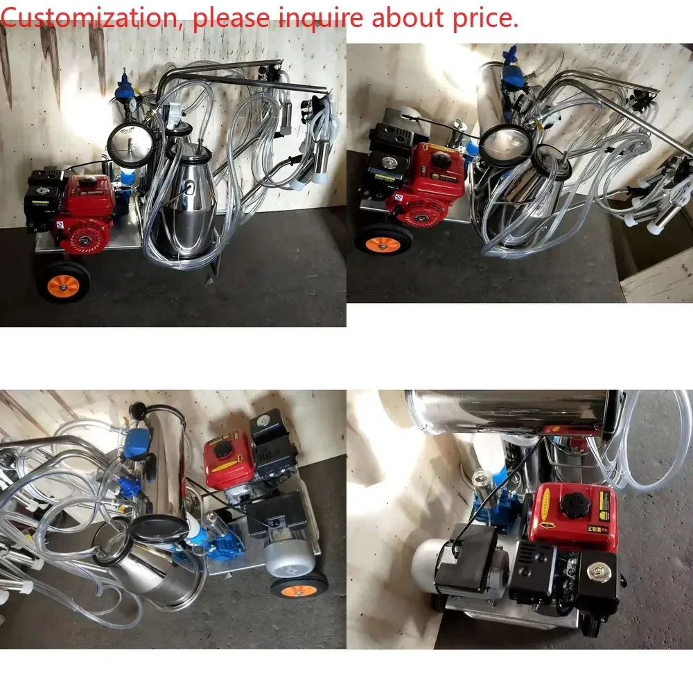 

110V/60HZ Electric Motor + Engine Dual Working 2 Cows Milking Machine HJ-CM011VD03