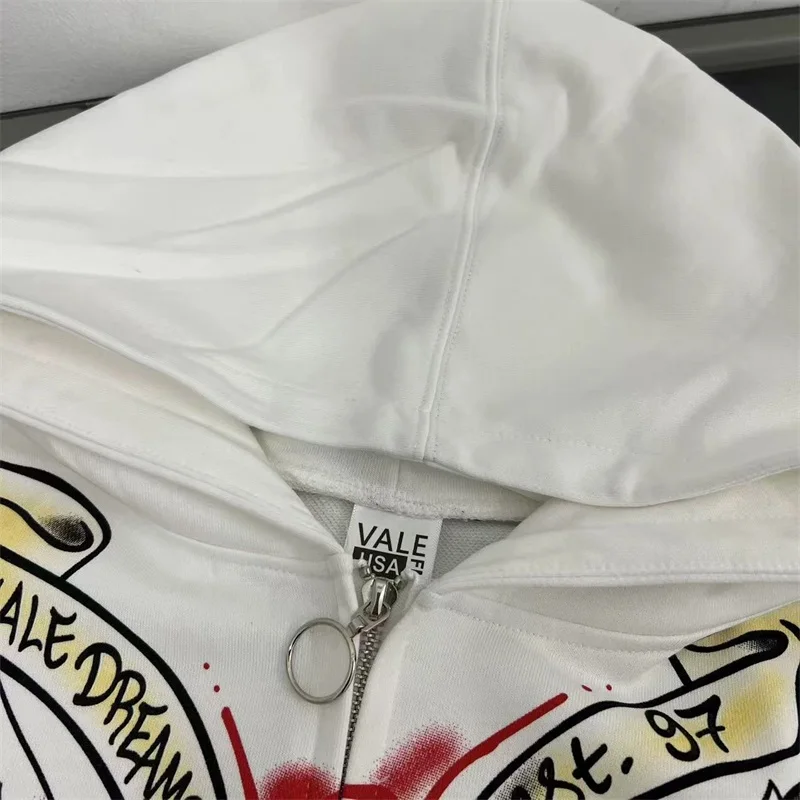 صور حقيقية VALLEY سترات كبيرة الحجم للرجال والنساء من القطن الخالص بغطاء للرأس باللون الأخضر الأمريكي العتيق