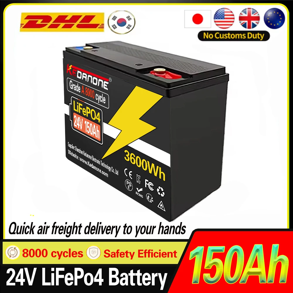 

New 32700 24V 150Ah lithium iron phosphate battery Built-in 150A BMS, for Solar Marine Overland Off-Grid LiFePo4 Battery