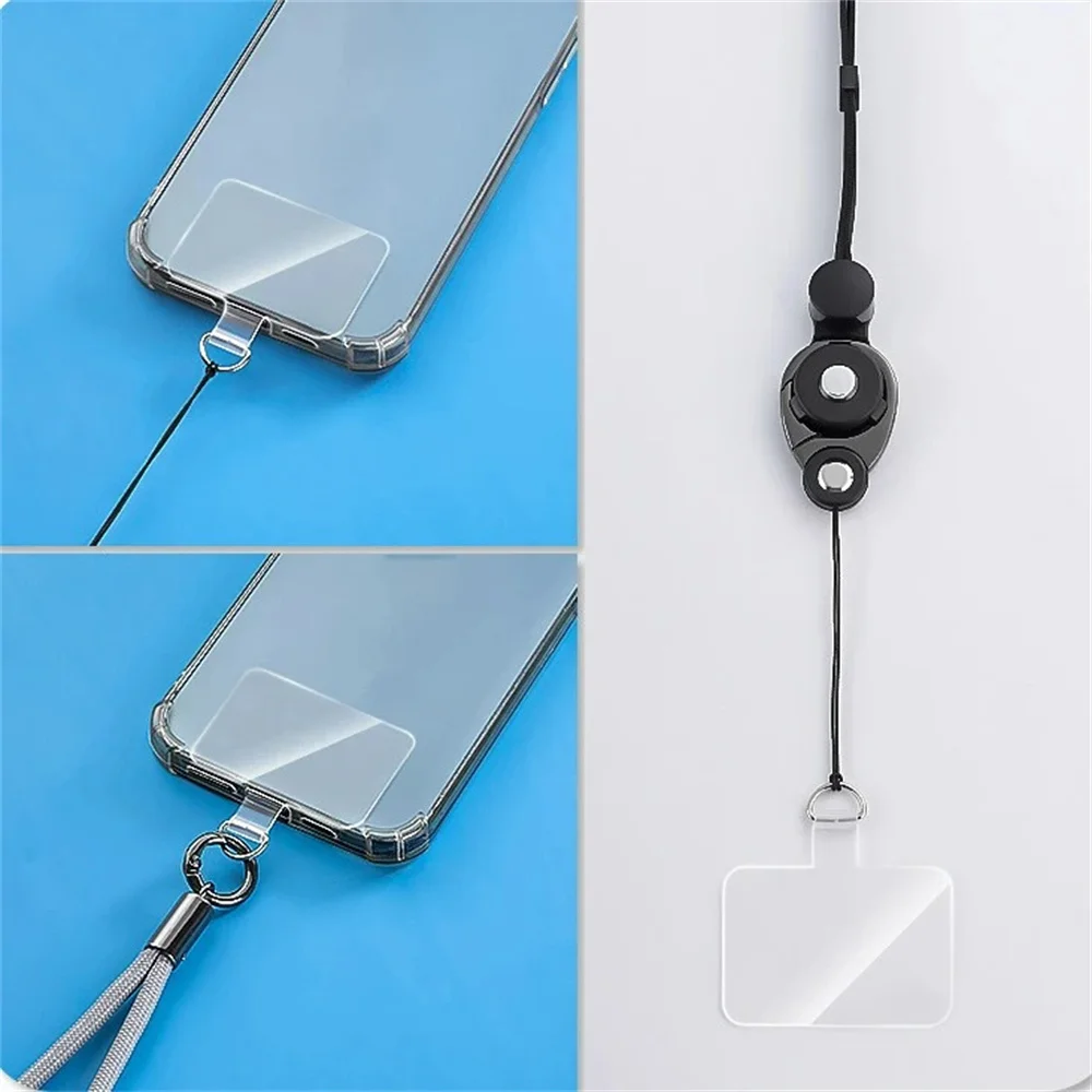 Transparent Phone Anti-lost Lanyard Card 1/3/5/10Pcs TPU Universal Tether Tab Loop Hole Hanging Strap Patches Cord Clip Gasket image 4