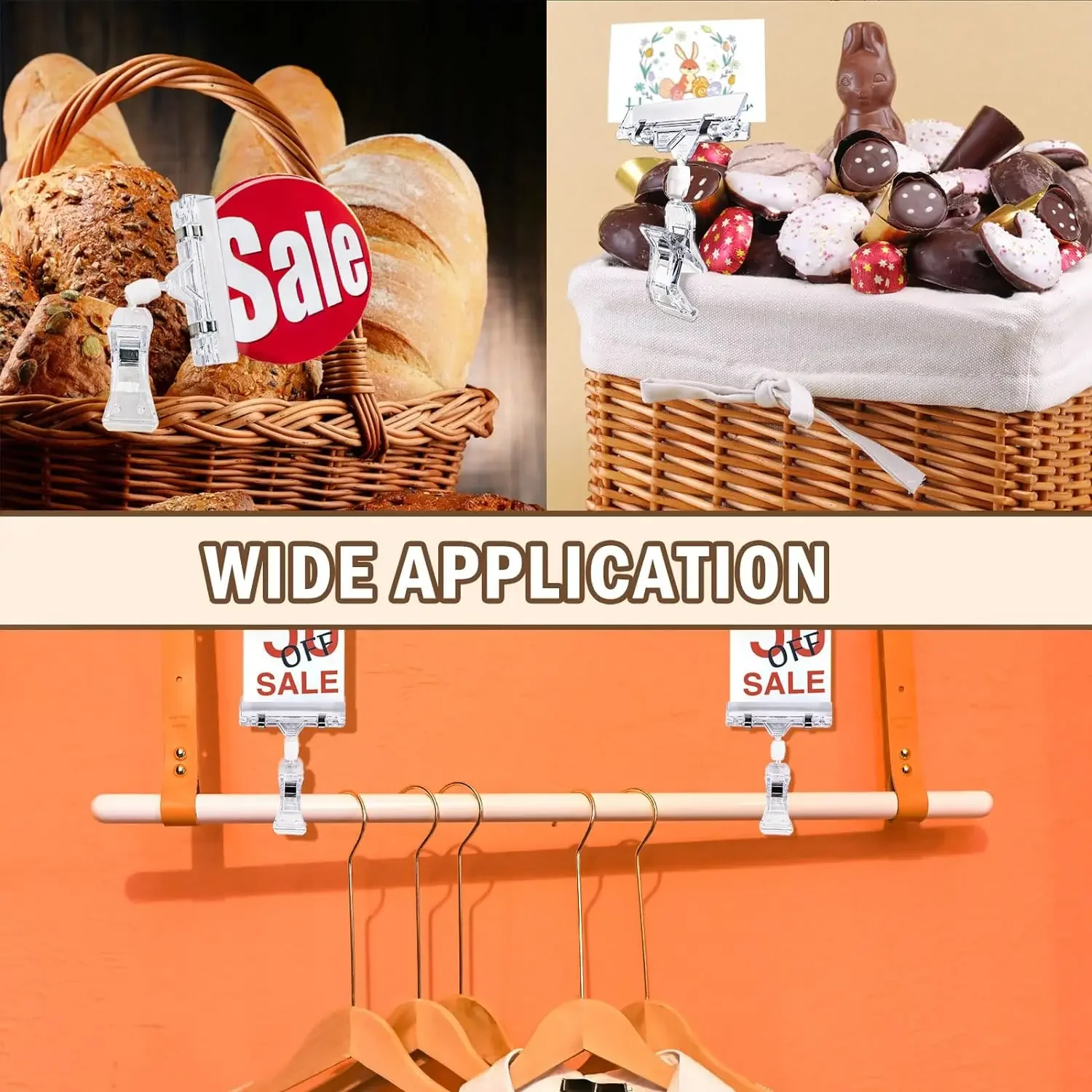 5-10PCS Clear Sign Clips Plastic Rotatable Pop Clip Sign Holder Stand for Merchandise Display Sign Holder Clips for Retail Rack