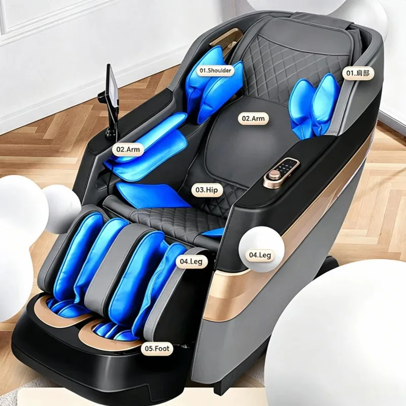 Full Body Massage Chair with Heat Feet Basin Zero Gravity Recliner Thai Massager Sofa Music 7inch Touch Screen