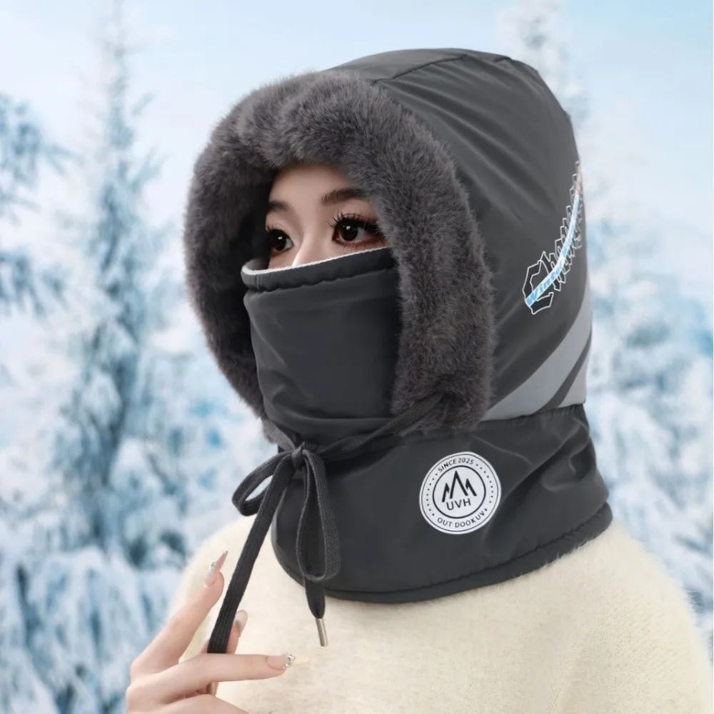 Fashion Winter Balaclava Hat Thickened Neck Warmer Ear Protection Hat Windproof Keep Warm Integrated Mask Scarf Hat Set Outdoor