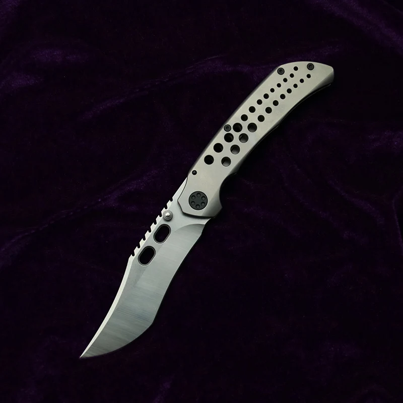 LEMIFSHE 14C28N Steel Blade Titanium Alloy Handle Camping Knife EDC Fruit Outdoor Collection Tool Knife
