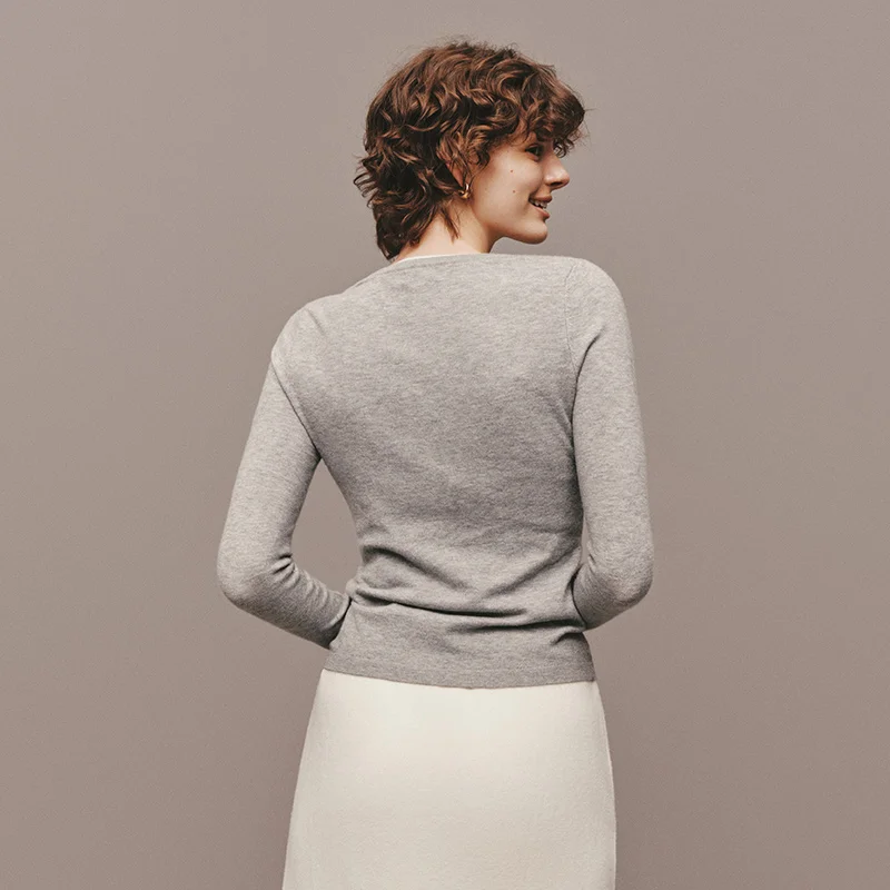 Women's Winter Knitted Sweater - Henley Collar, Slim Fit