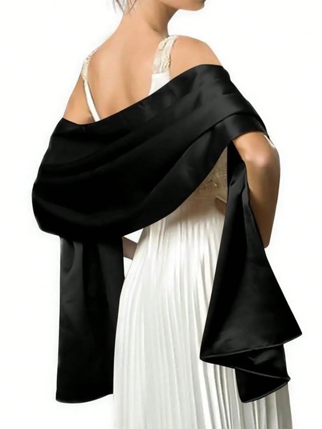 

1pc Women Bohemian Solid Color Silky Scarf, Casual Autumn Shawl Wrap Sunscreen Headscarf, Suitable For Everyday Wear For Dress