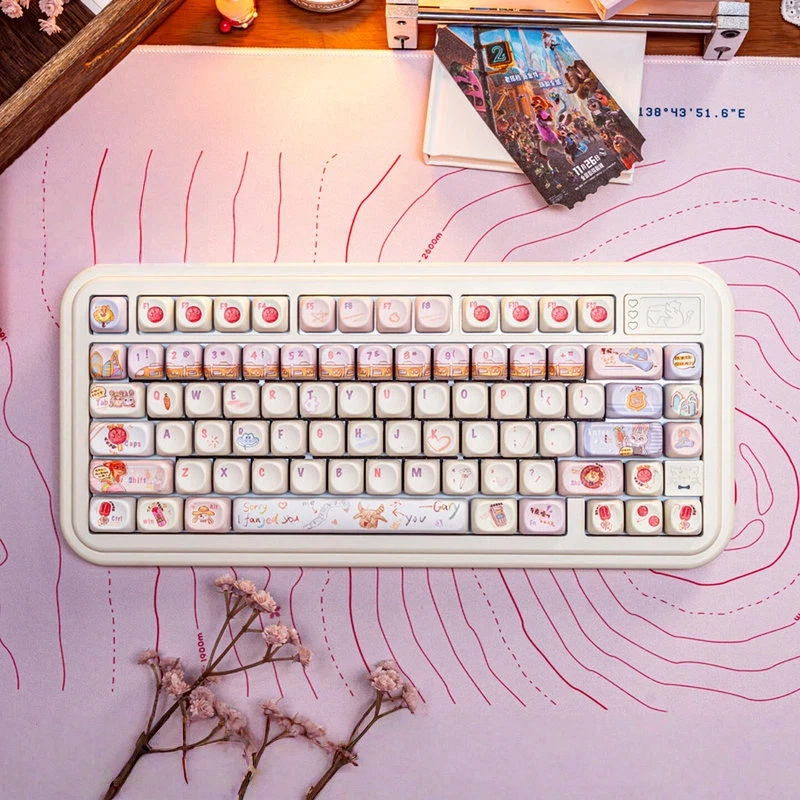 

Колпачки для клавиш Zootopia Nick Judy Cute Moa, 5-сторонняя сублимационная печать, высокая эстетика, совместимы с механическими клавиатурами