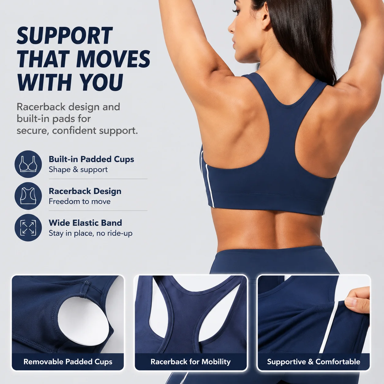 Women Two Piece Yoga Set Sports Bra and Capri Leggings High Waist Racerback Padded Tummy Control Workout Gym Athletic Outfit