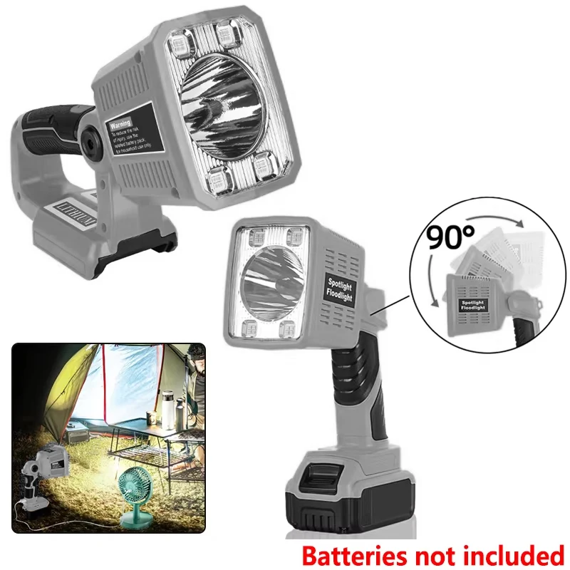 

For DEWALT 18V Lithium Battery 1250LM LED 18W Work Light Flashlight for Camping, Car Repairing, Emergency and Job Site Lighting