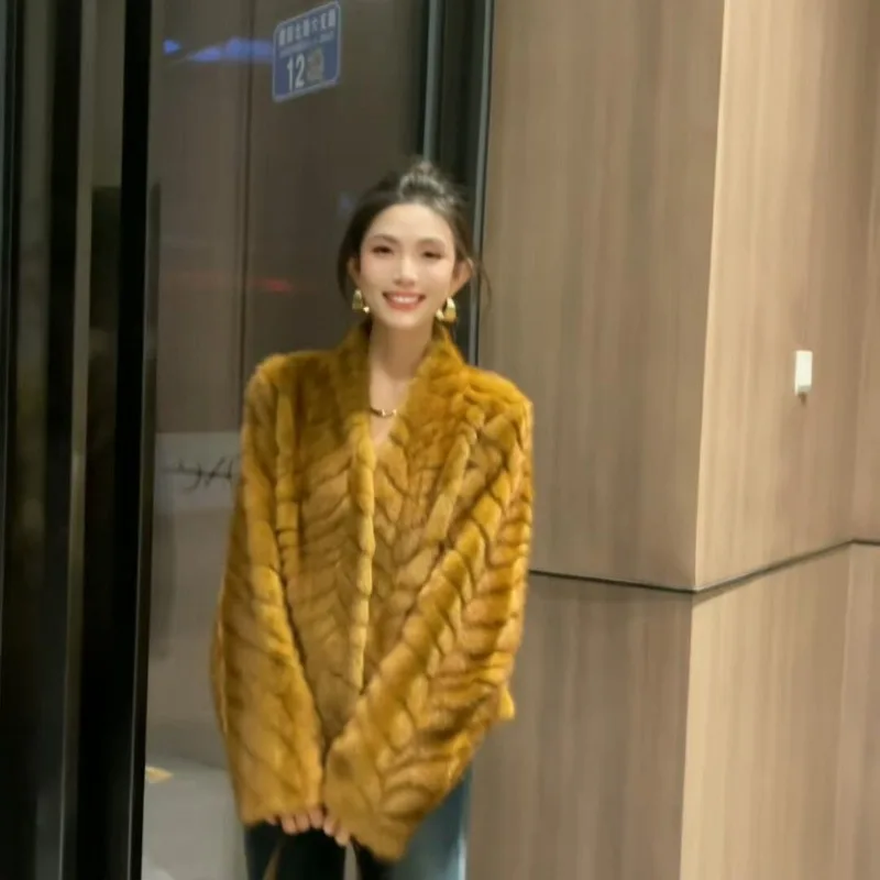 keep warm womenwear Gentle style faux lambskin short coat women thickened eco-friendly fur high-end faux mink fur coat winter