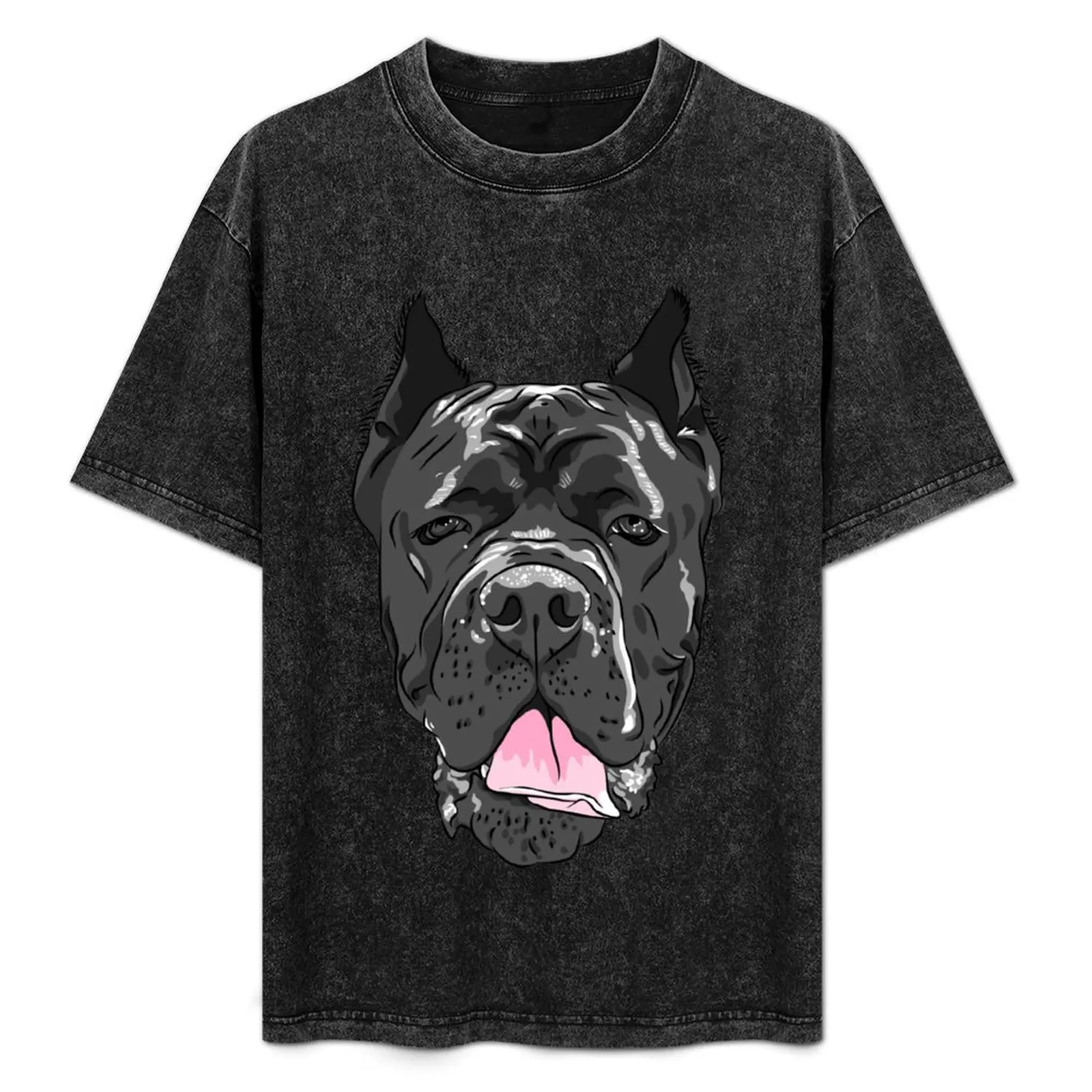 

Black cane corso italian dog breed head face portrait T-Shirt Fashion Casual Short Sleeve T-Shirt