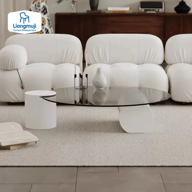 

Glass Living Room Coffee Table Designer Round Writing Nordic Coffee Table Unique Transparent Mesas Bajas Entrance Hall Furniture