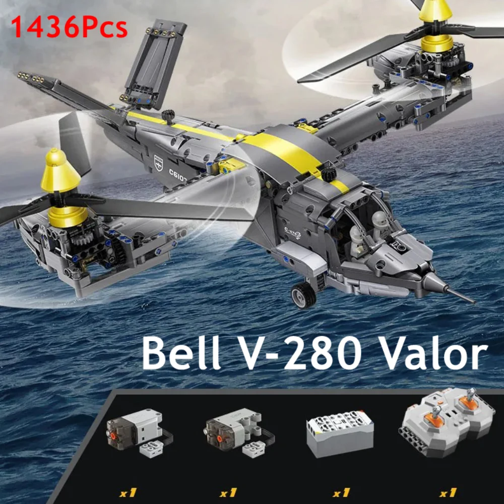 WW2 Military USA Boeing Bell V-22 Osprey Airplane Modern Military Technical Autogyro Radio 2.4Ghz Remote Control Block Brick RC