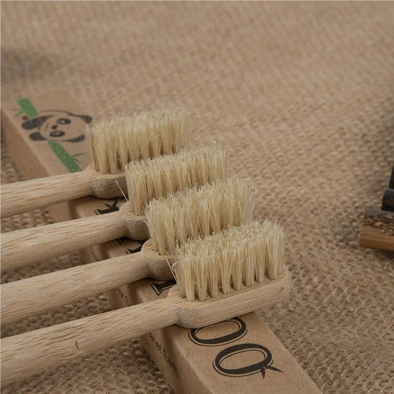 10Pcs Boar Bristle & Bamboo Toothbrush- Premium Boar Bristles - Fully Biodegradable - Plastic & Nylon Free - Quick Dry Design