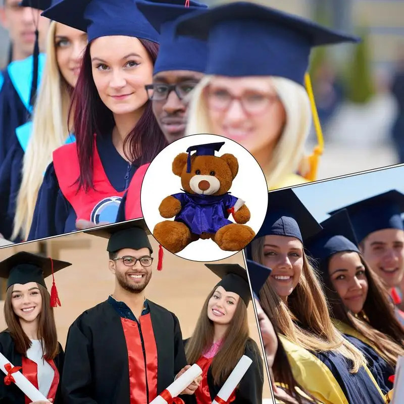Bear With Graduation Hat Toys Stuffed Toy Doll With Hat Soft Plush Pillows Portable Comfortable Toy For Family Friends Children