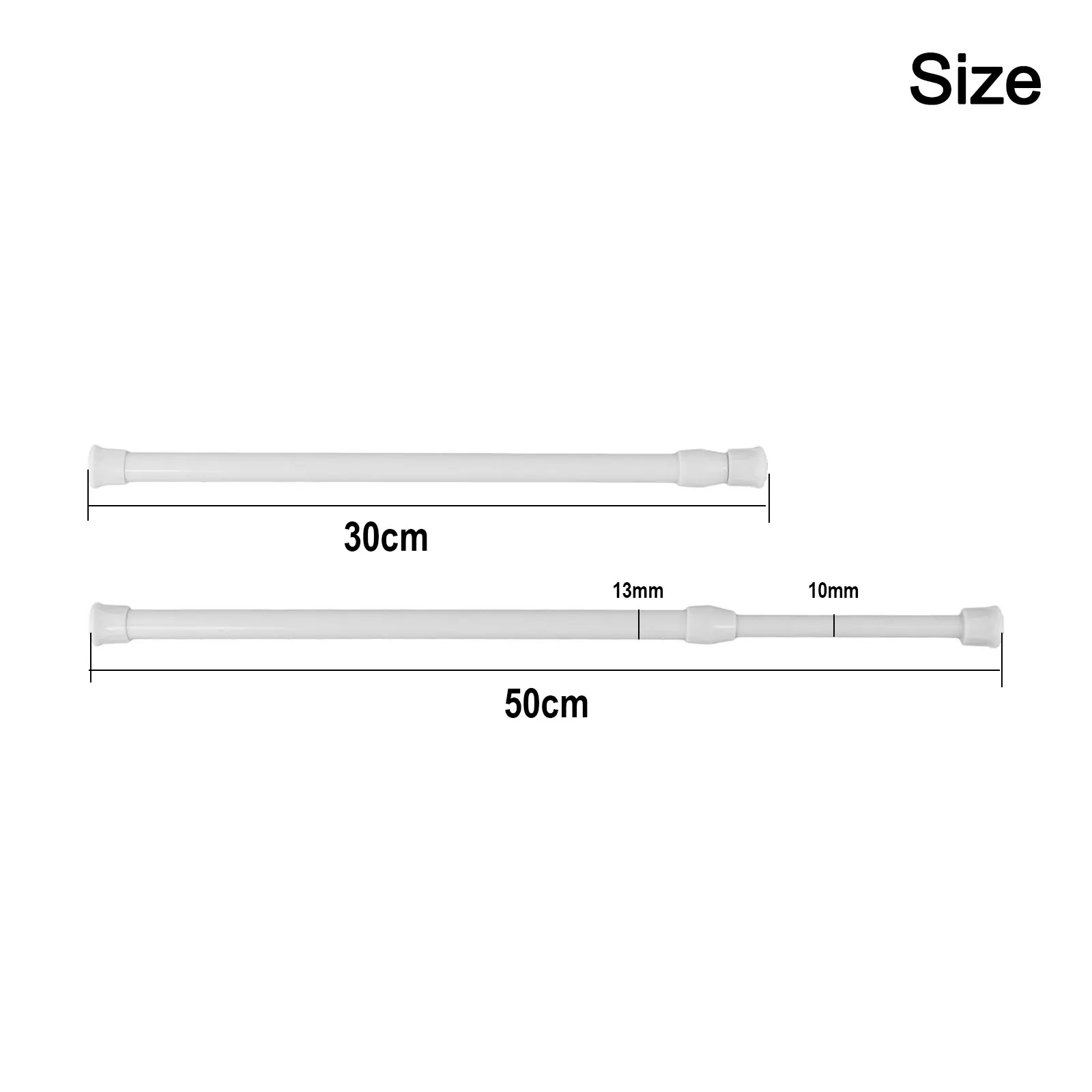 Curtain Rod Curtain Rail Pole Metal No Punching Telescopic Rod White 30-50cm/40-70cm/60-110cm Cupboards/window/kitchen Etc