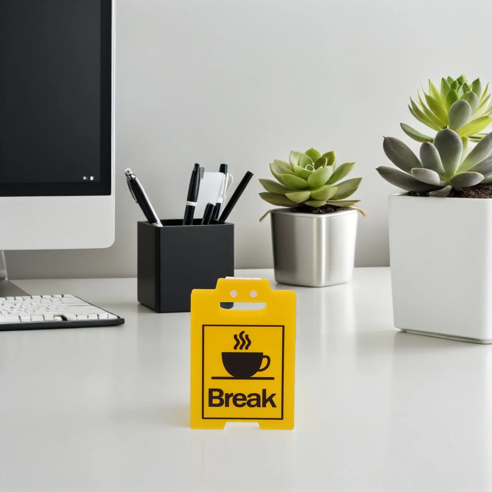 Break Desk Sign Office Reception Front Desk Retail Counter Yellow Do Not Disturb Signal Simple Status Tabletop Sign Work Cubicle
