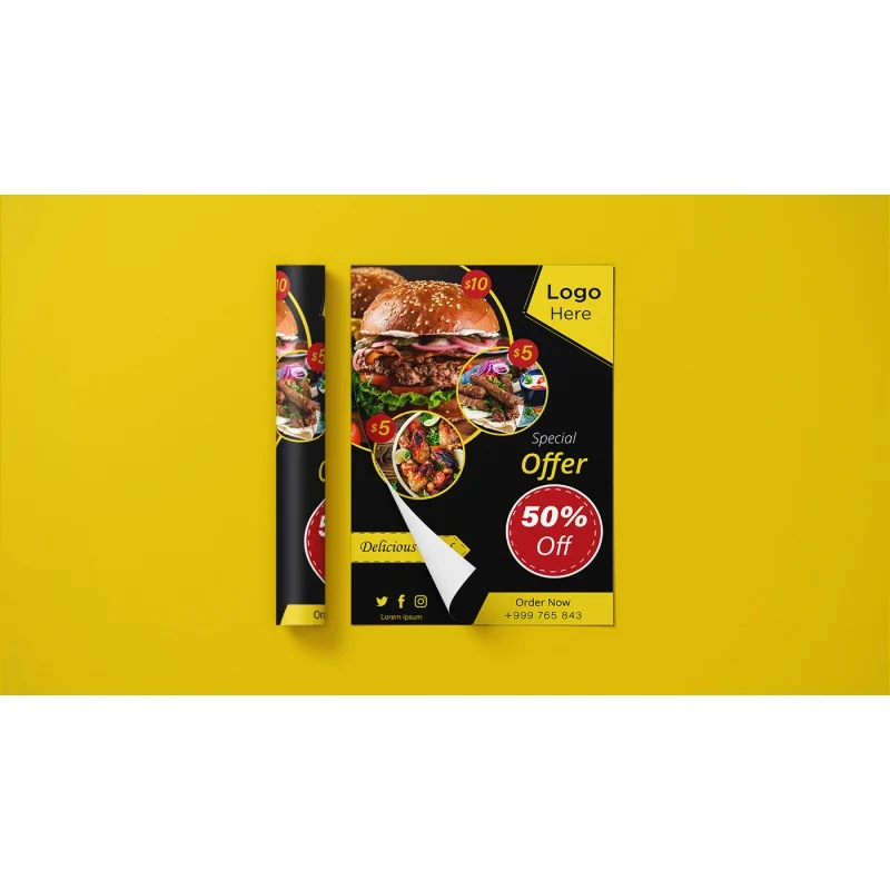 Flyers offset para Hamburger Publicidade, Produto Personalizado, A4, A5, A6 Tamanho