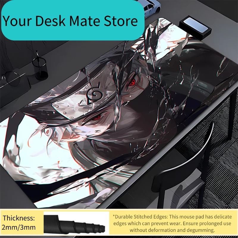 

Большой офисный коврик для мыши Naruto Kakashi Hatake, коврик для клавиатуры ноутбука/ПК, игровой коврик XXL, белый коврик для мыши с бахромой, резиновый настольный коврик