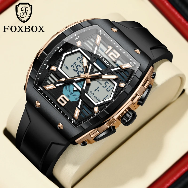 FOXBOX Men Watch Military Sports Swimming Big Watches Fashion 50M Waterproof Electronic Wristwatch Mens Relogios Masculino