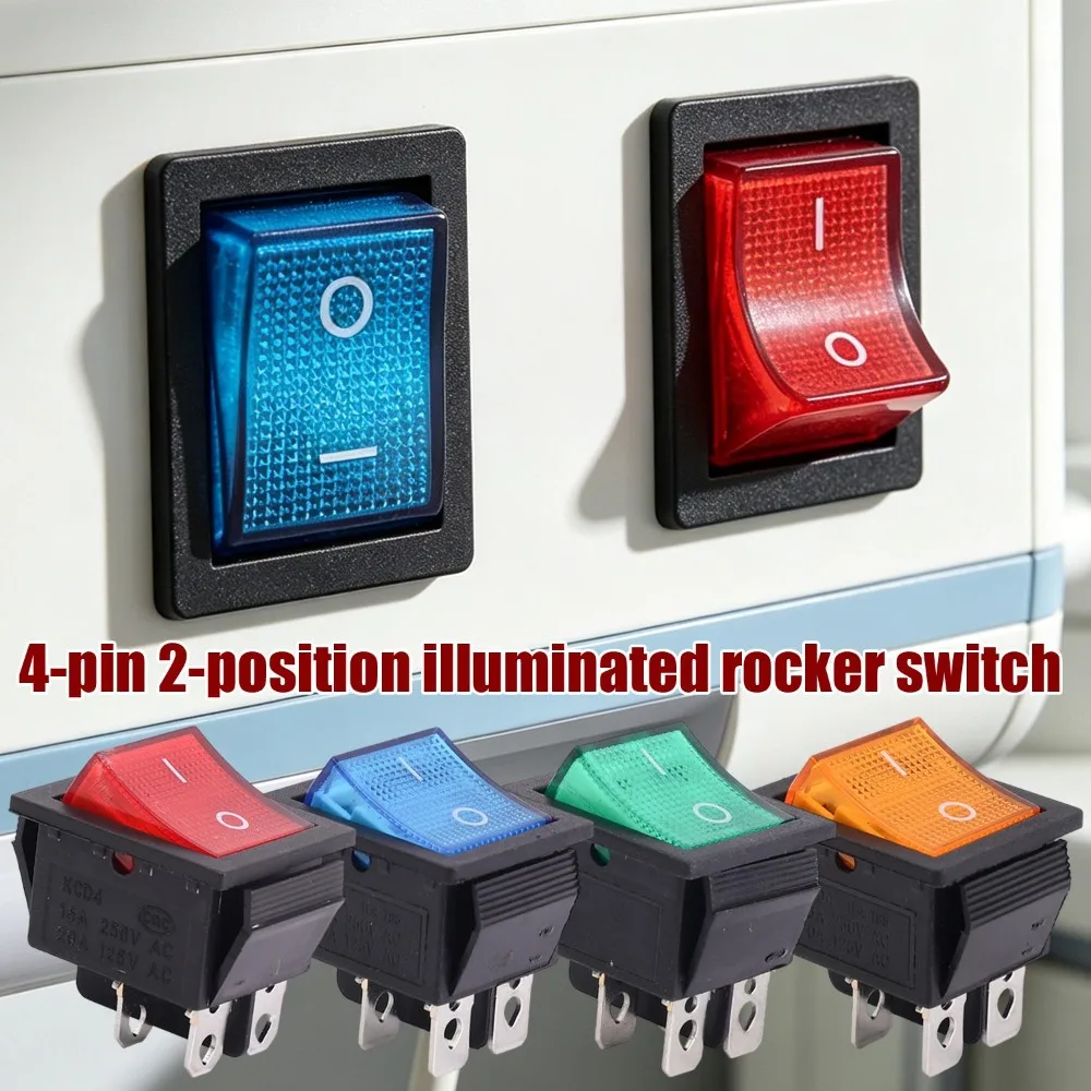 KCD4 Rocker Switch 4 Pin 12V LED Illuminated ON OFF Toggle Copper Contact Flame Retardant ABS Snap in Marine Boat Car Dash ATV