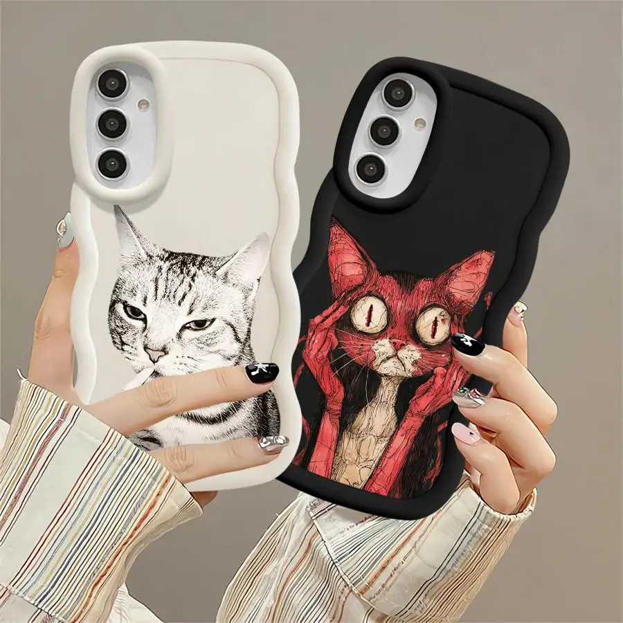 Custodia morbida per telefono per Samsung Galaxy A50 A51 A73 A20 A05 A30 A02s A06 A03 A52 A55 A04 Cool Cat