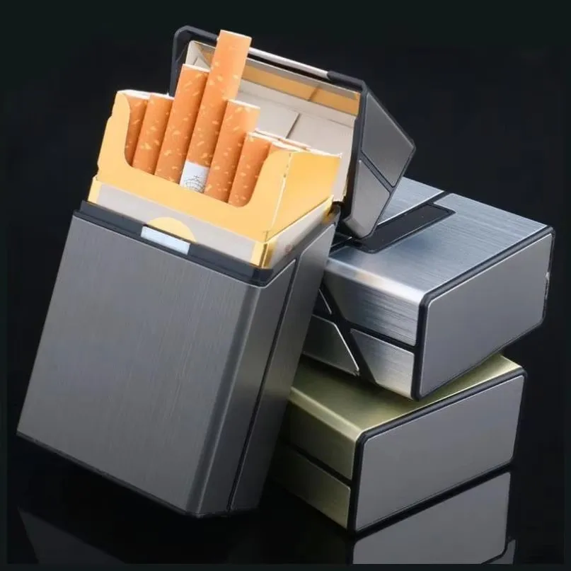 Portable 20pcs Aluminum Cigarette Case Regular King Size Plastic Cigar Tobacco Holder Storage Box Smoking Accessories
