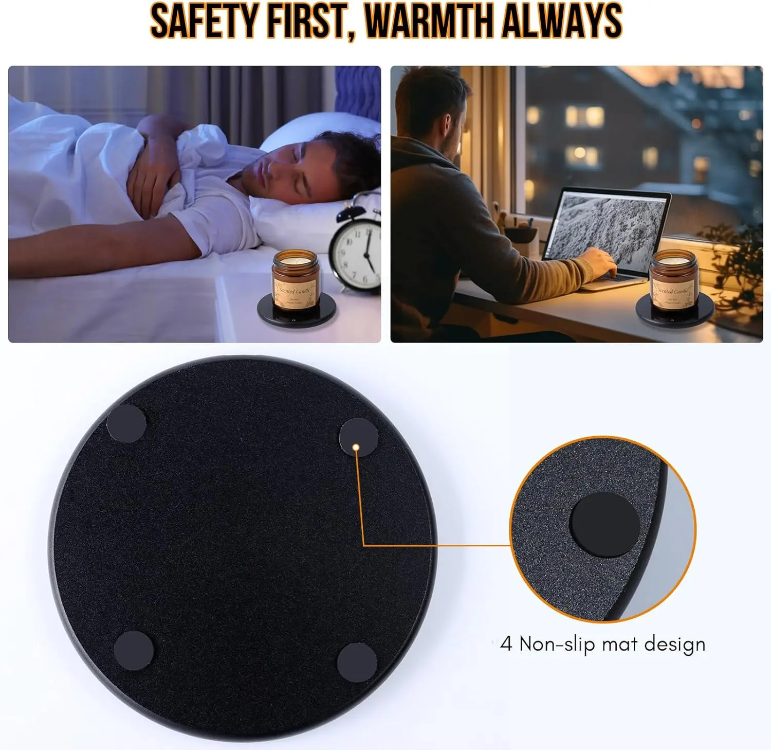 مدفئ كوب تسخين سريع USB ، طبق مج قهوة ، مدفئ شموع للمكتب ، إيقاف تلقائي 8 ساعات ، مقاوم للماء