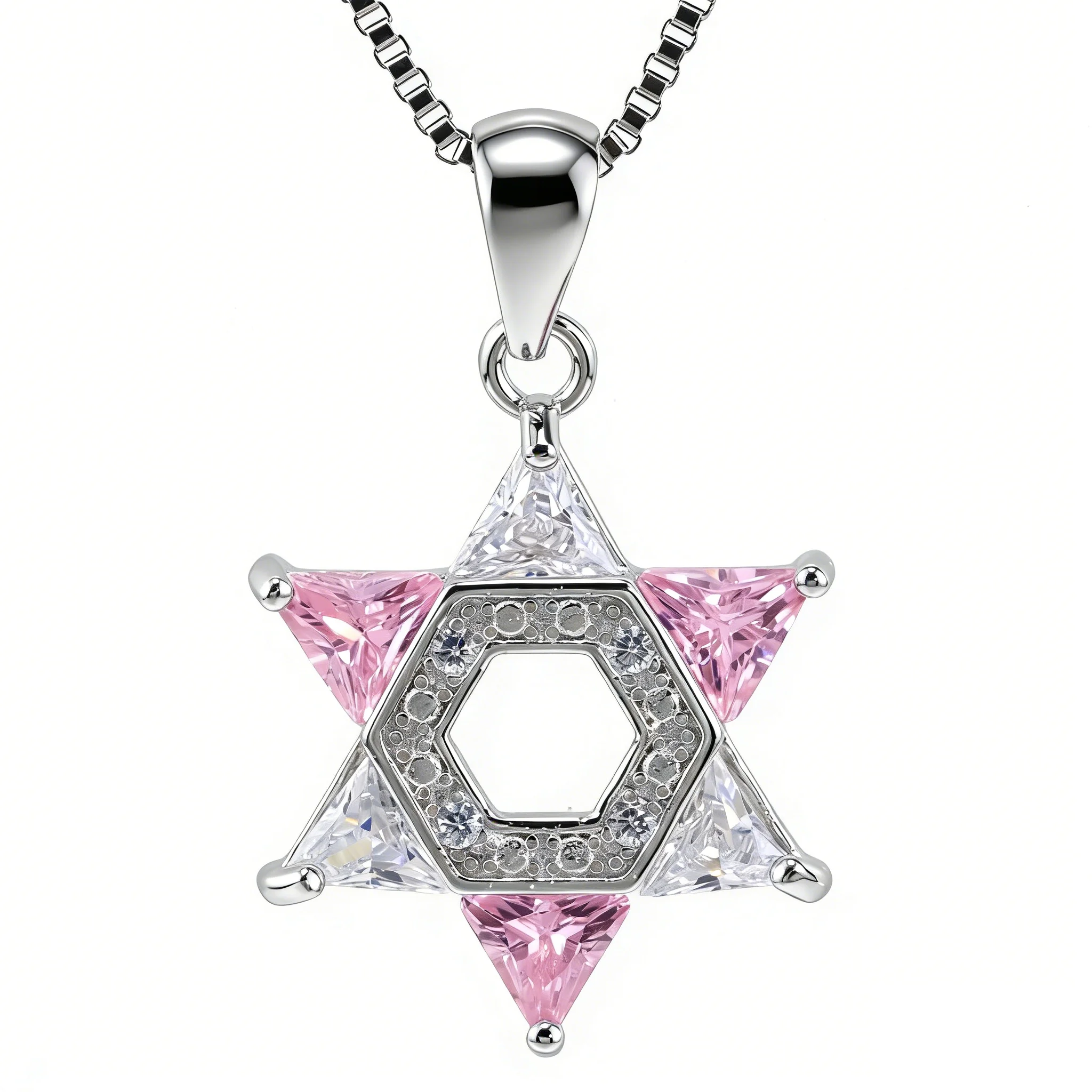 Bunte Davidstern-Anhänger-Halskette für Frauen, zierliche Hexagramm-Halskette mit Zirkonia, trendiger Boho-Schmuck als Geschenk für – Detail 11
