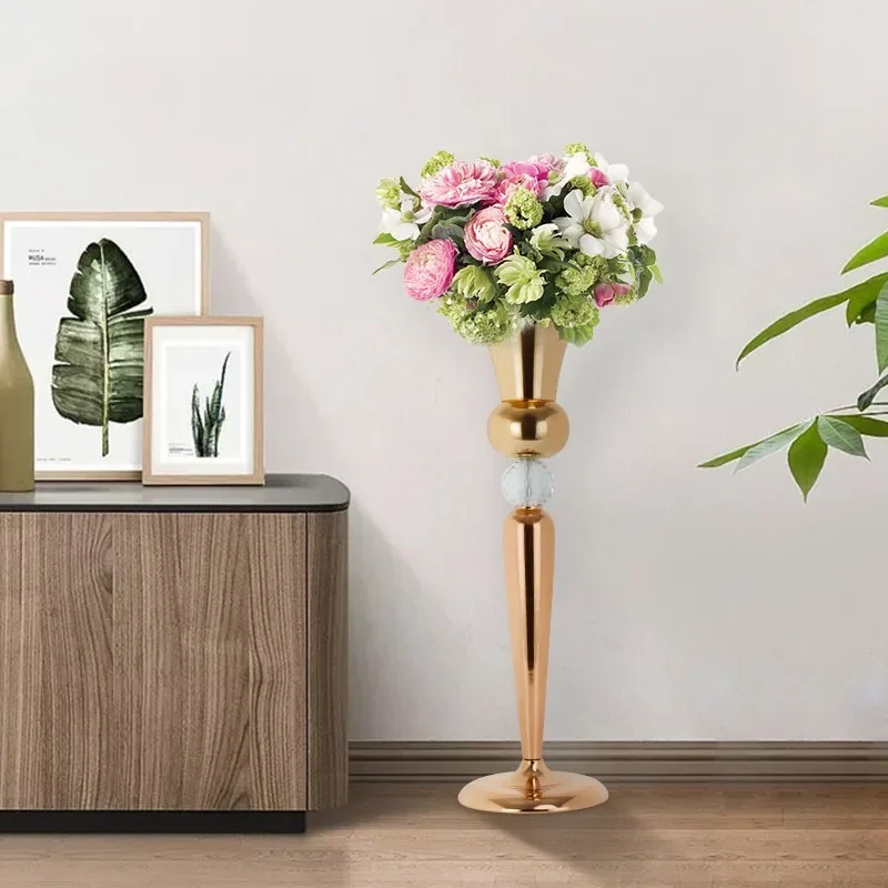 

10pcs Flower Vase Gold Wedding Table Centerpieces Flowers Stand Event Party Road Lead Home Decoration