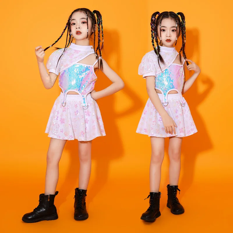 Children's Performance Dress Girls Korean Crop Jazz Performance Dress Children's Model Catwalk Fashion Clothes