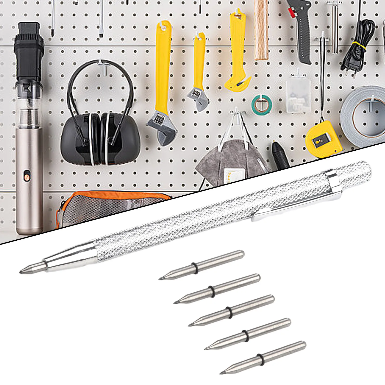 Stylo de Gravure à Pointe en Carbure avec 5 Pièces de Rechange, Outils de Marquage de Construction, Coque en Céramique et Verre